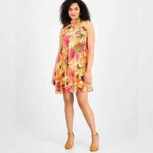 NWT Robbie Bee Sleeveless Halter Chiffon A-Line Dress